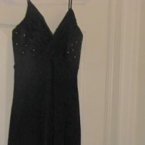 Woman’s black elegant dress
